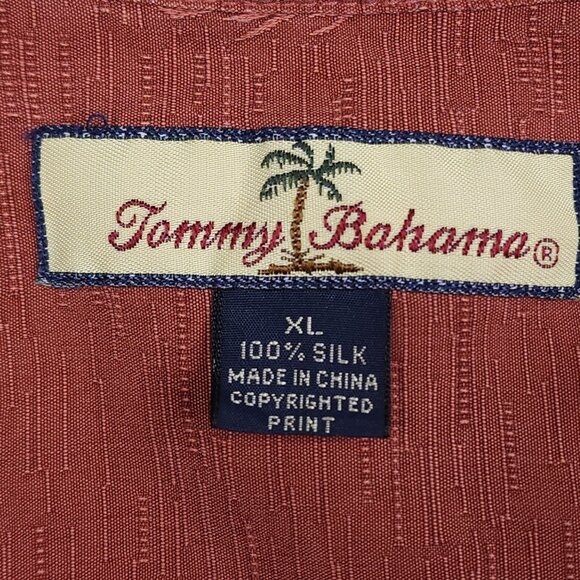Tommy Bahama Mens XL Silk Palm Tree Print Button-Down Shirt Short Sleeve Relaxed - Picture 2 of 7
